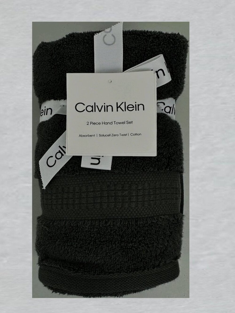 Calvin Klein 2 Piece Hand Towel Set BLACK